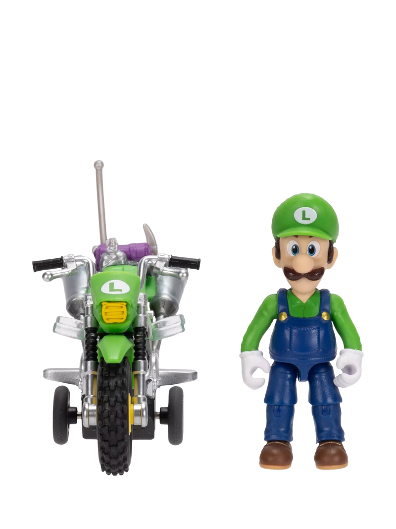 Super Mario Bros. Luigi action figure with motorcycle 2.5 inch (British brand)