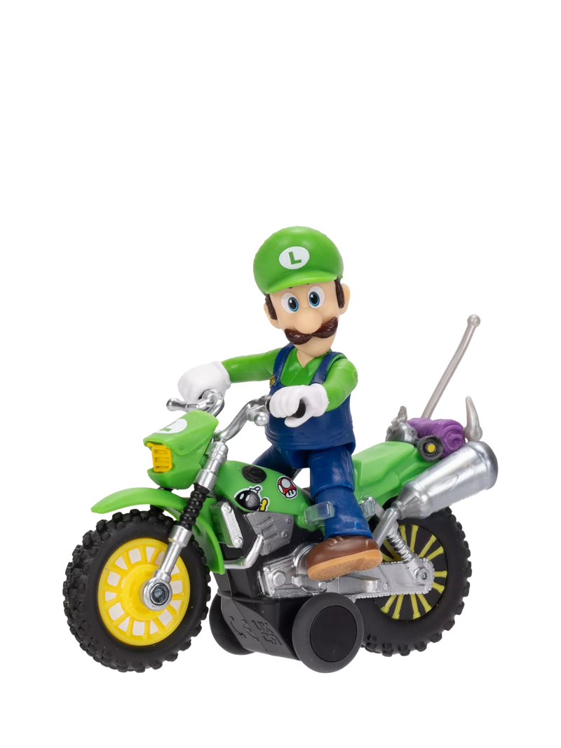 Super Mario Bros. Luigi action figure with motorcycle 2.5 inch (British brand)