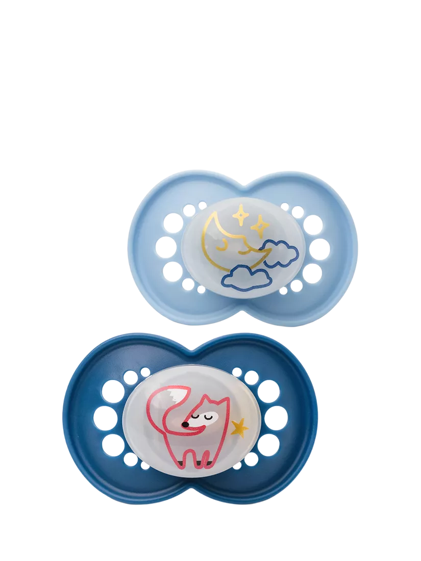 MAM night soother pack of 2 for 6-18 months blue, imported from the UK