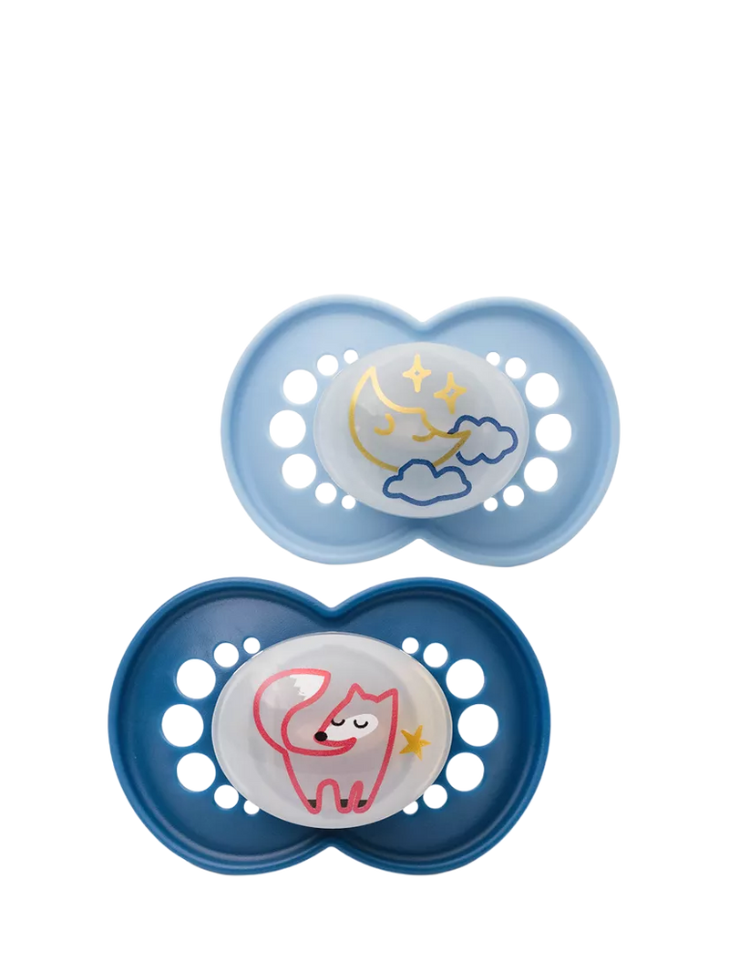 MAM night soother pack of 2 for 6-18 months blue, imported from the UK