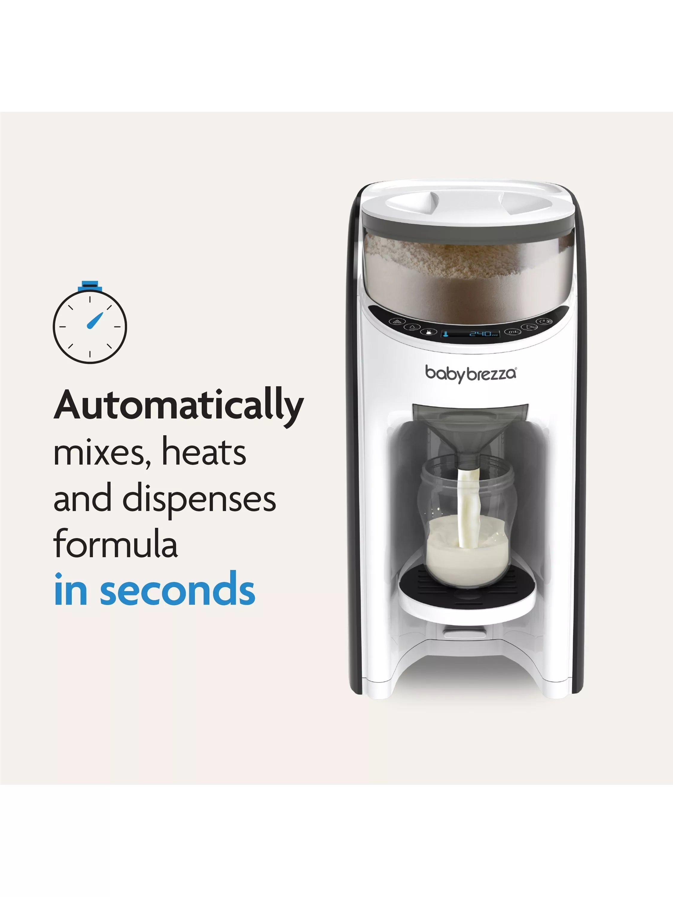 Baby Brezza Formula Pro white with extra funnel, imported from the UK