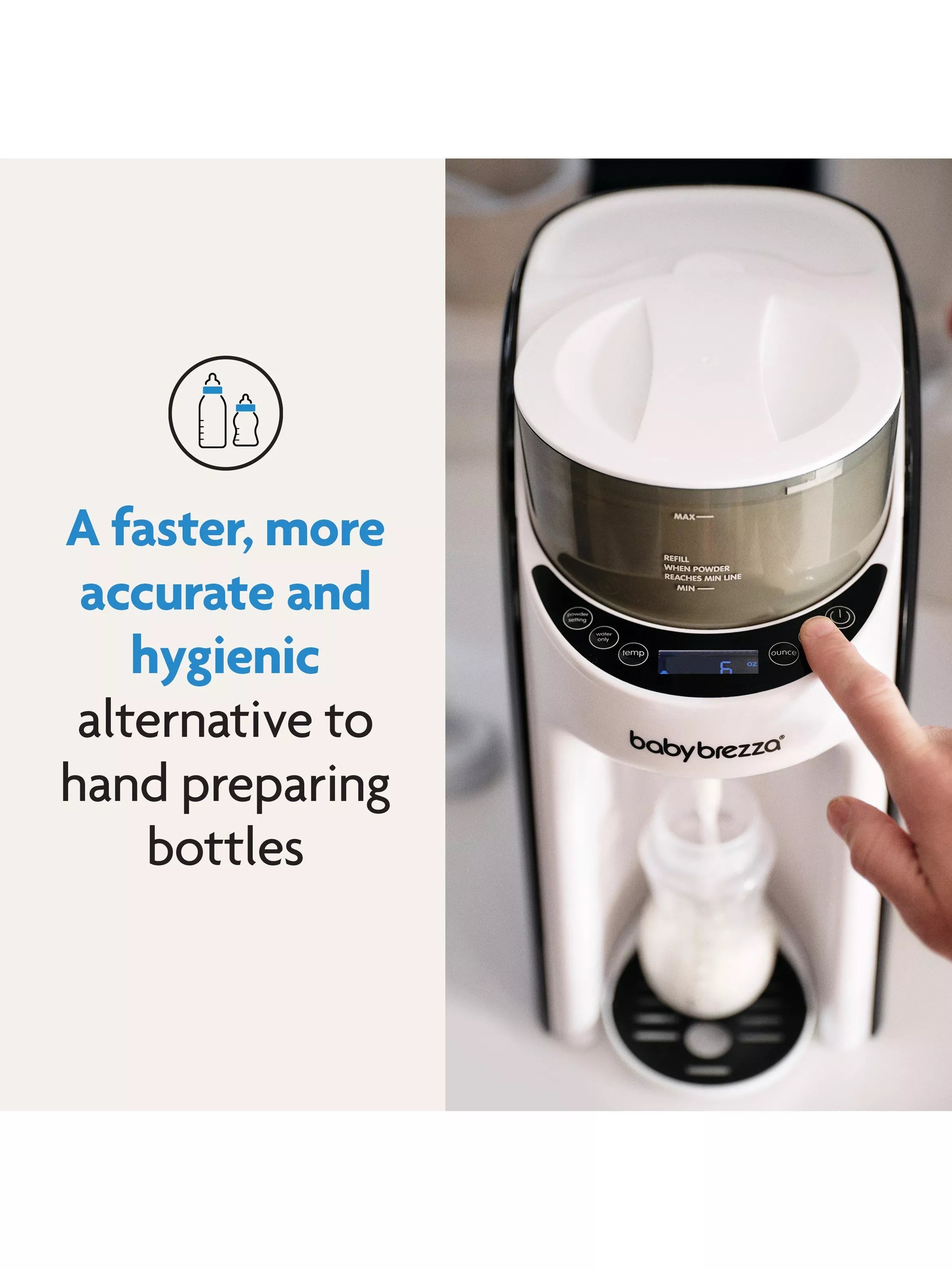 Baby Brezza Formula Pro white with extra funnel, imported from the UK