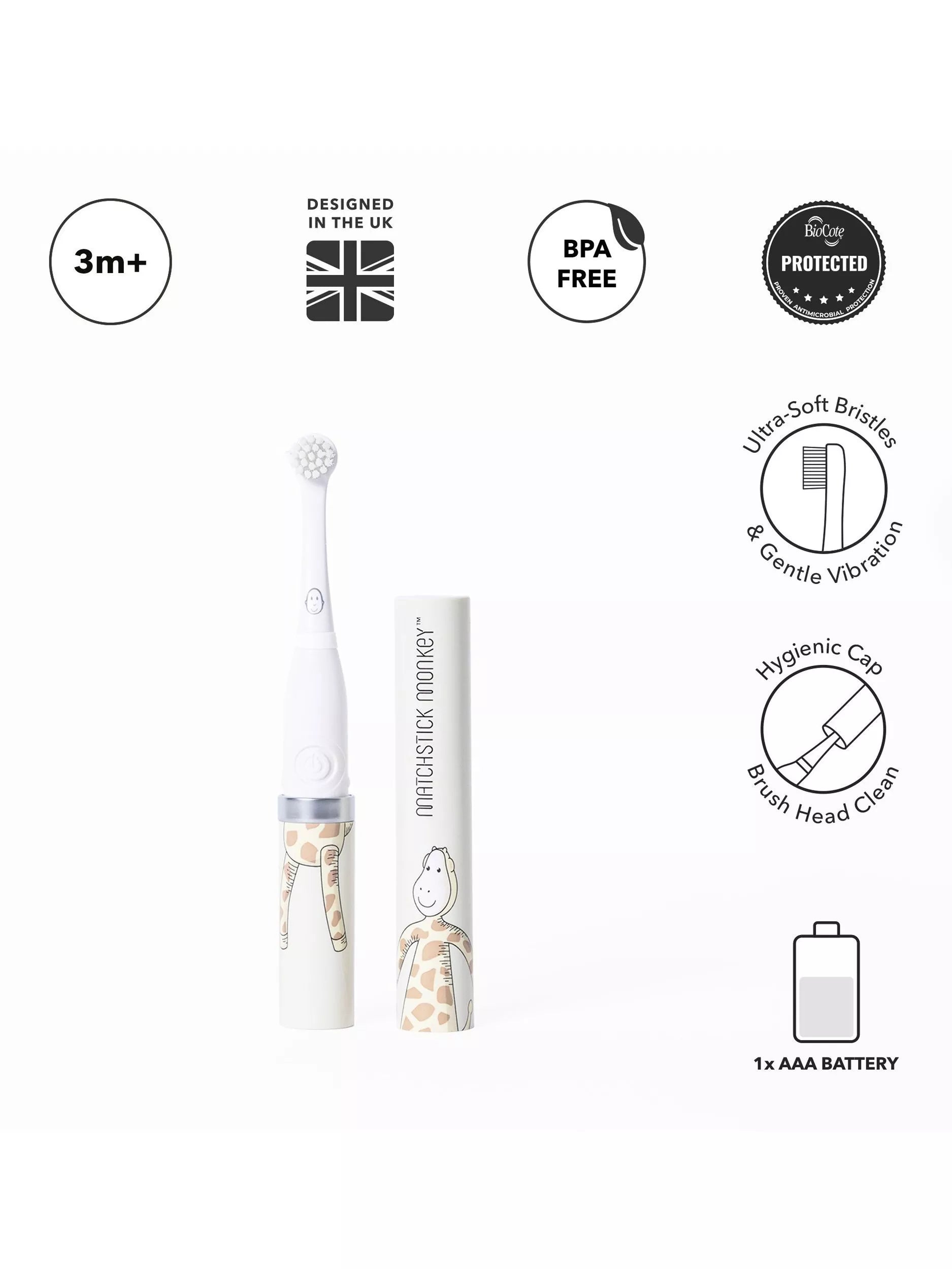 Matchstick Monkey baby Giraffe sonic toothbrush British brand