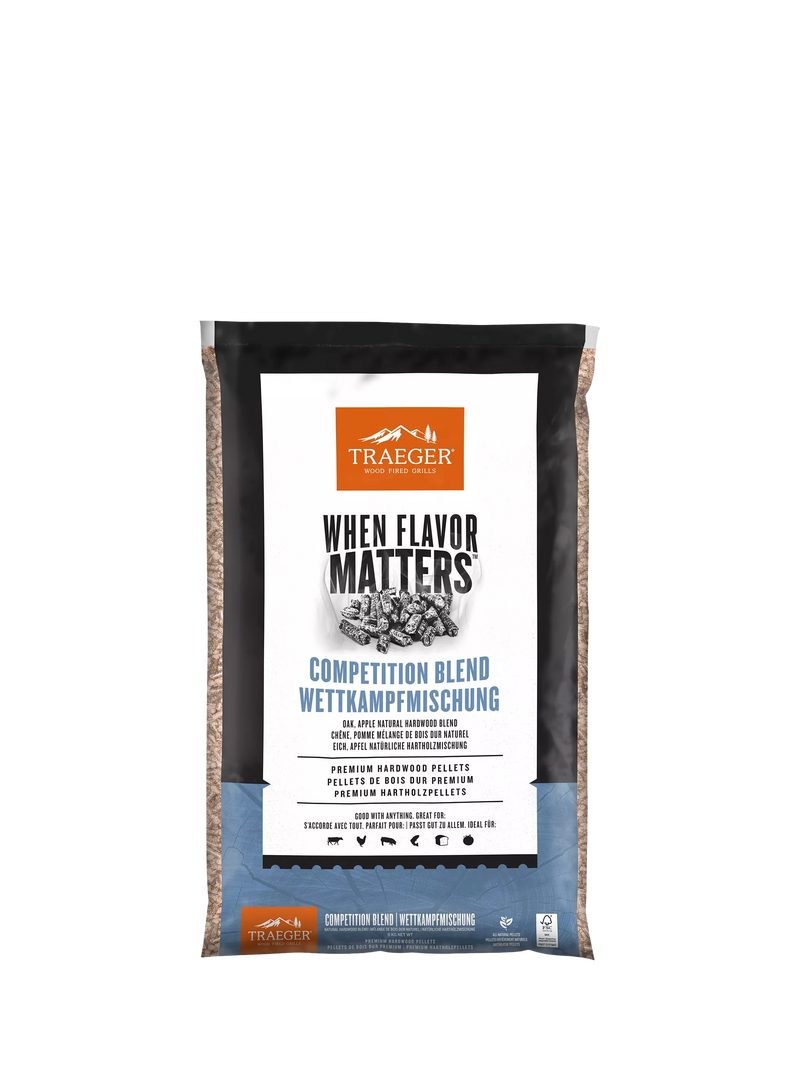 Traeger Competition Blend hardwood BBQ pellets 9kg, UK version