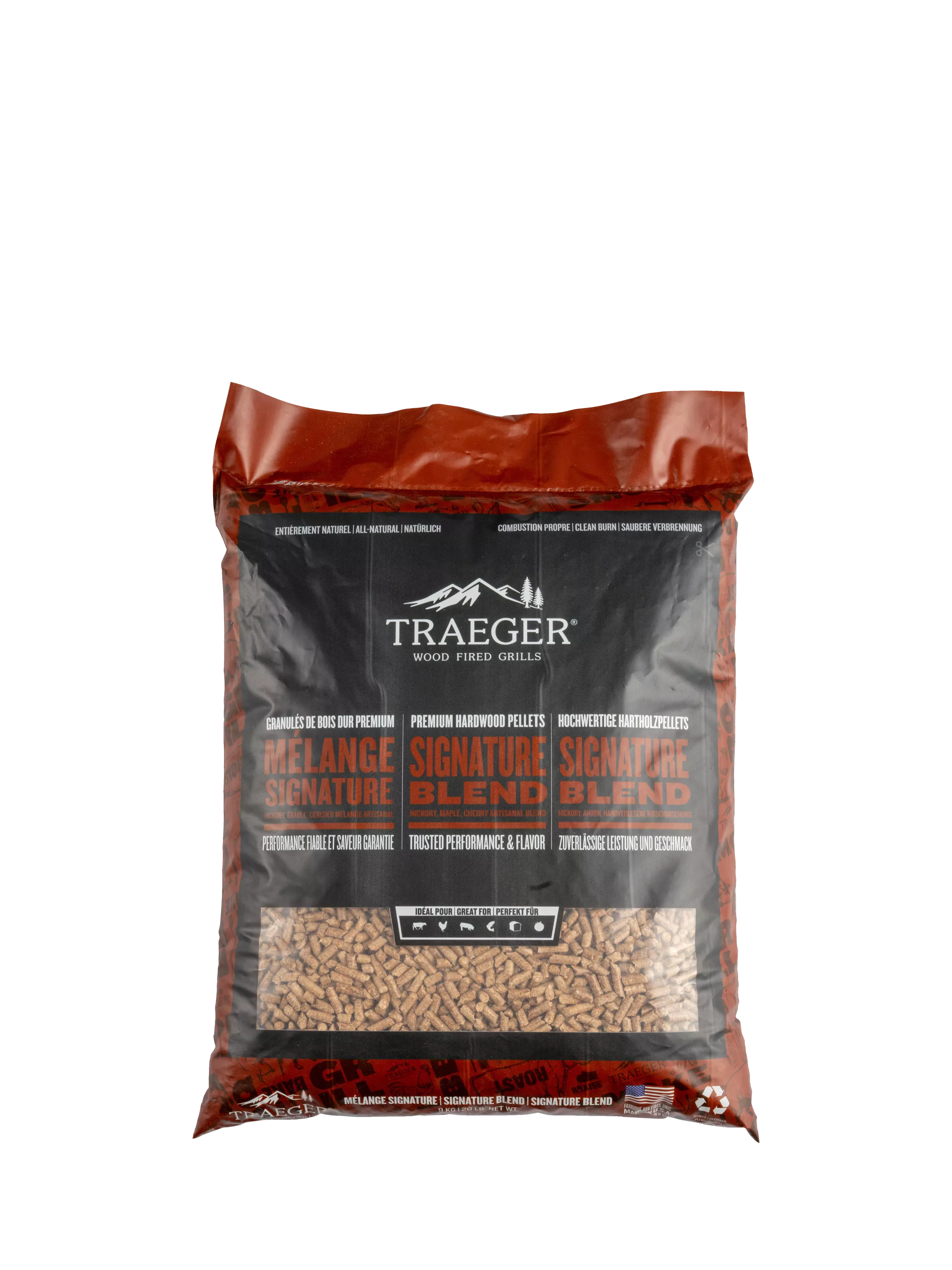 Traeger hardwood BBQ pellets Signature Blend 9kg (British brand)
