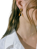 Shyla chunky knot stone drop earrings Citrine Gold (British brand)