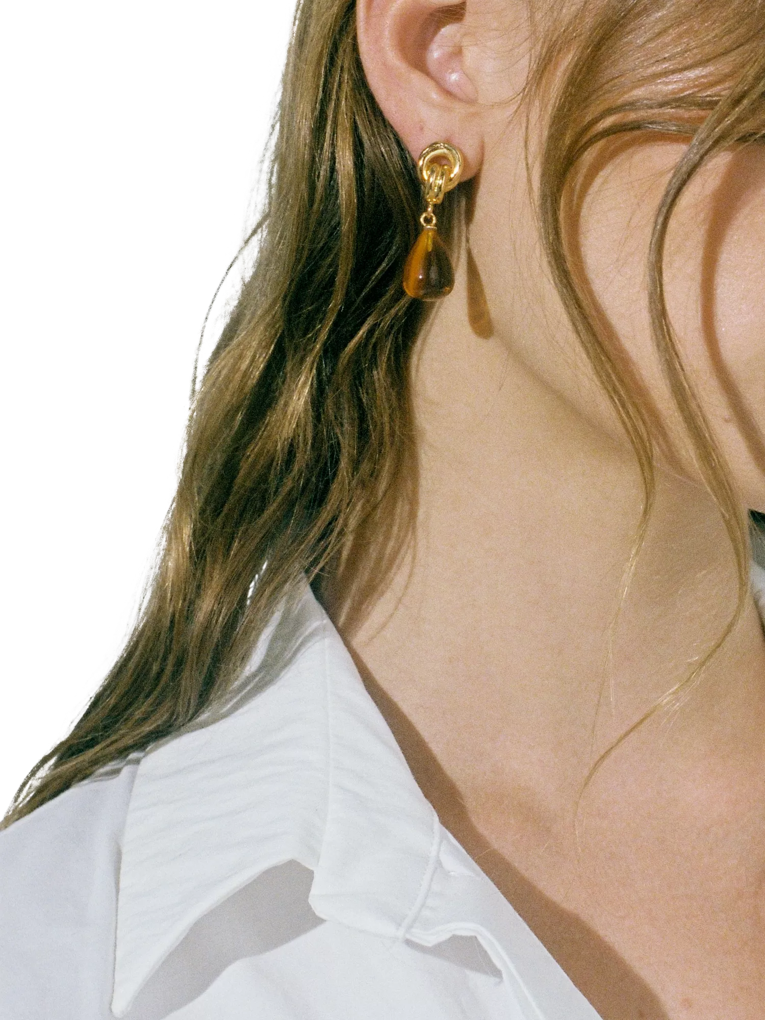 Shyla chunky knot stone drop earrings Citrine Gold (British brand)