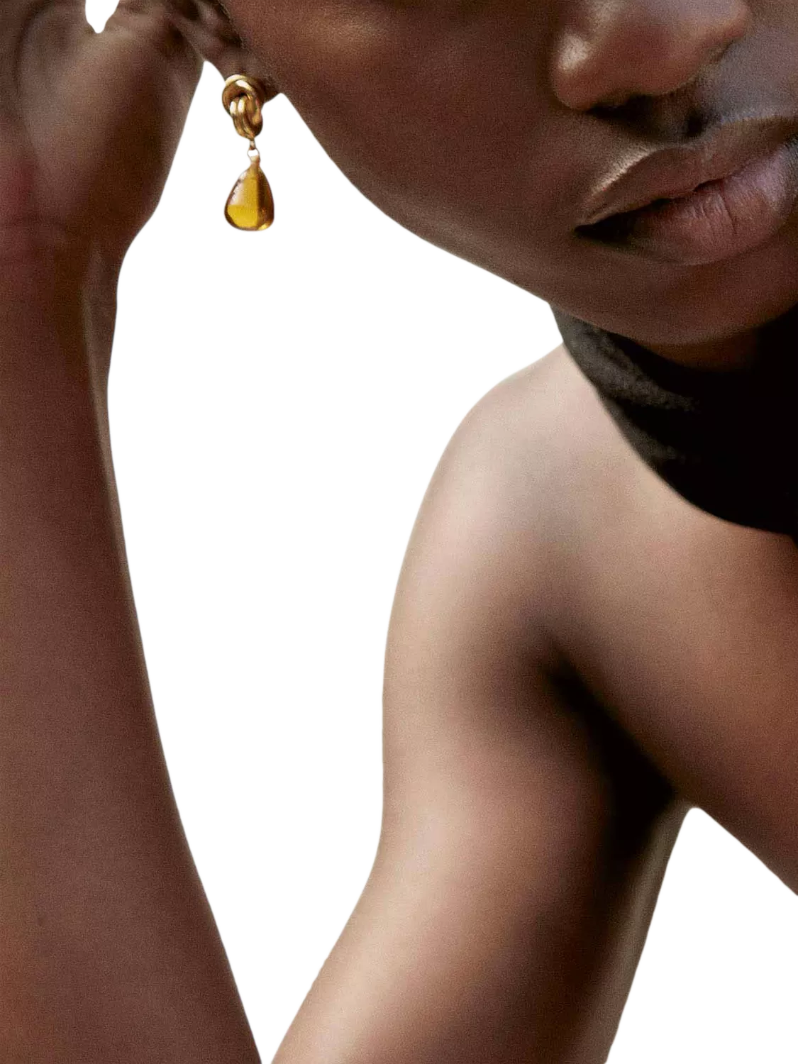 Shyla chunky knot stone drop earrings Citrine Gold (British brand)