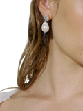 Shyla gold plated drop earrings pearl 3.4cm (British brand)