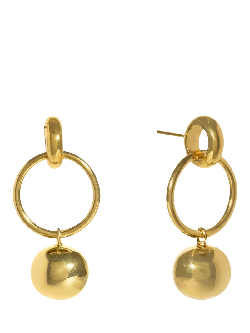 Shyla Layla pearl drop hoop earrings gold 4cm, imported from the UK