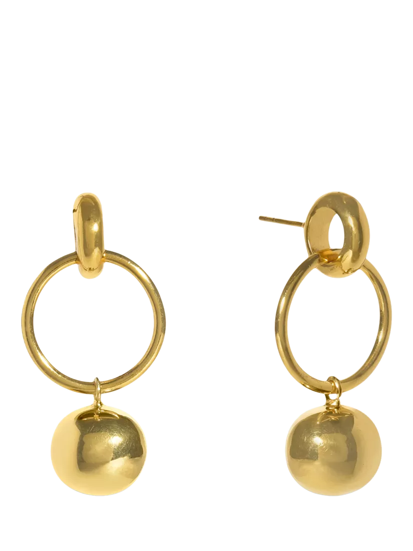 Shyla Layla pearl drop hoop earrings gold 4cm, imported from the UK
