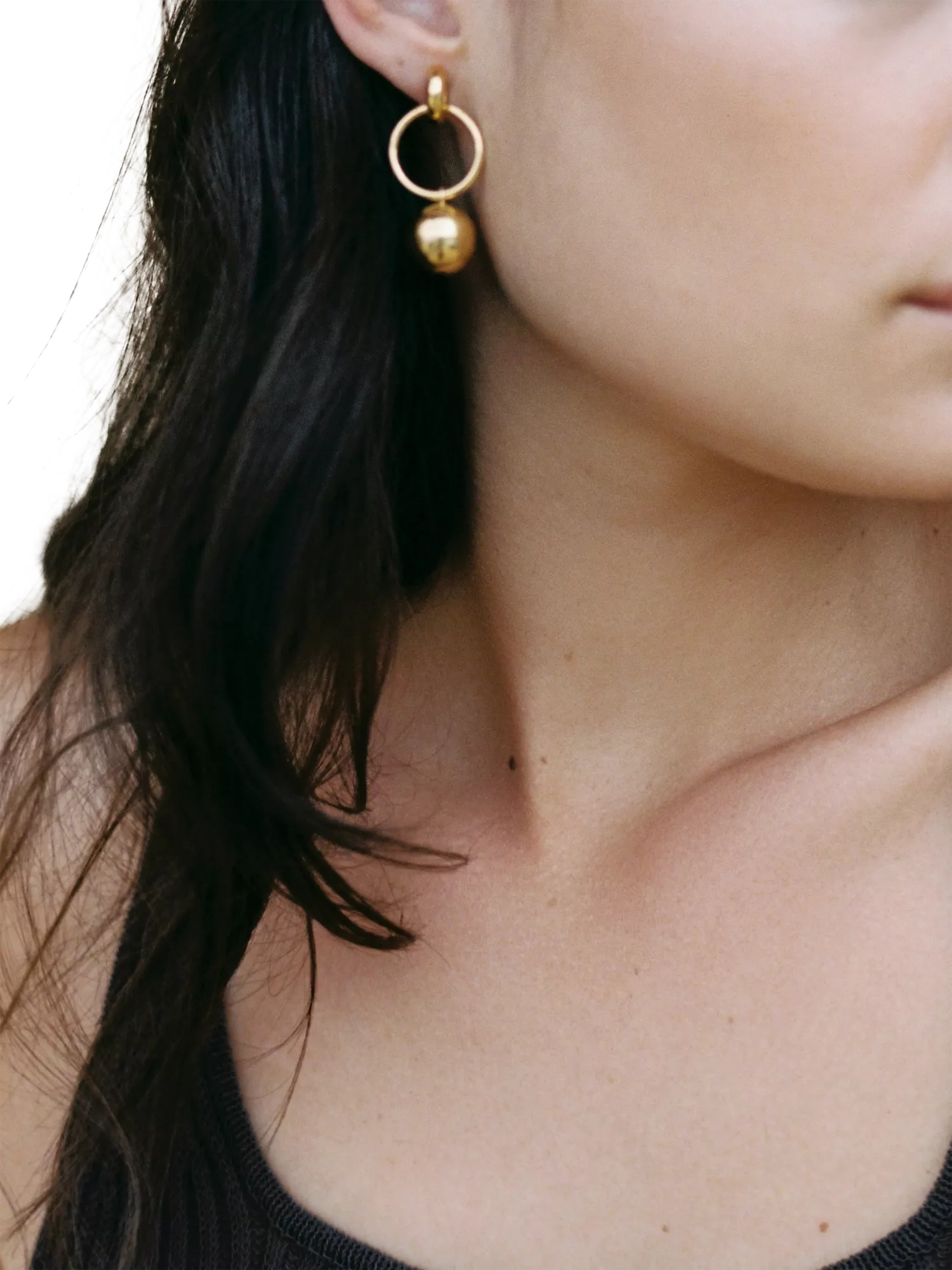 Shyla Layla pearl drop hoop earrings gold 4cm, imported from the UK