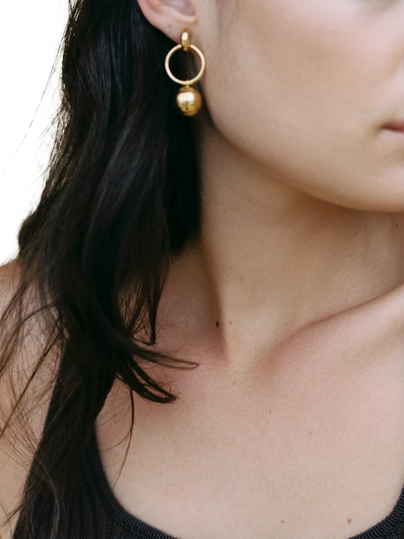 Shyla Layla pearl drop hoop earrings gold 4cm, imported from the UK