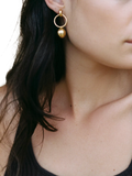 Shyla Layla pearl drop hoop earrings gold 4cm, imported from the UK