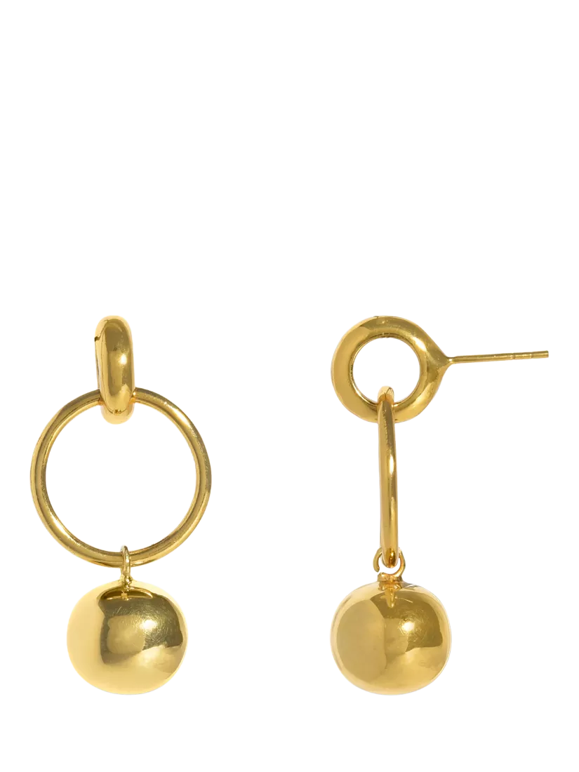 Shyla Layla pearl drop hoop earrings gold 4cm, imported from the UK