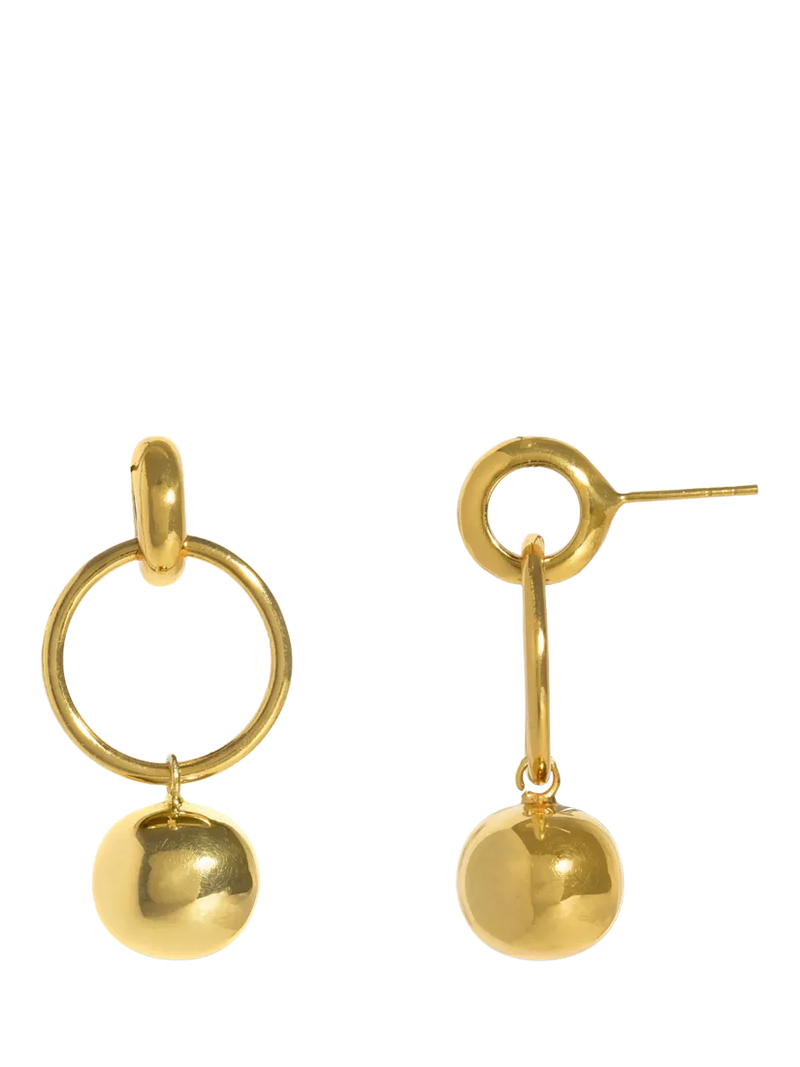 Shyla Layla pearl drop hoop earrings gold 4cm, imported from the UK