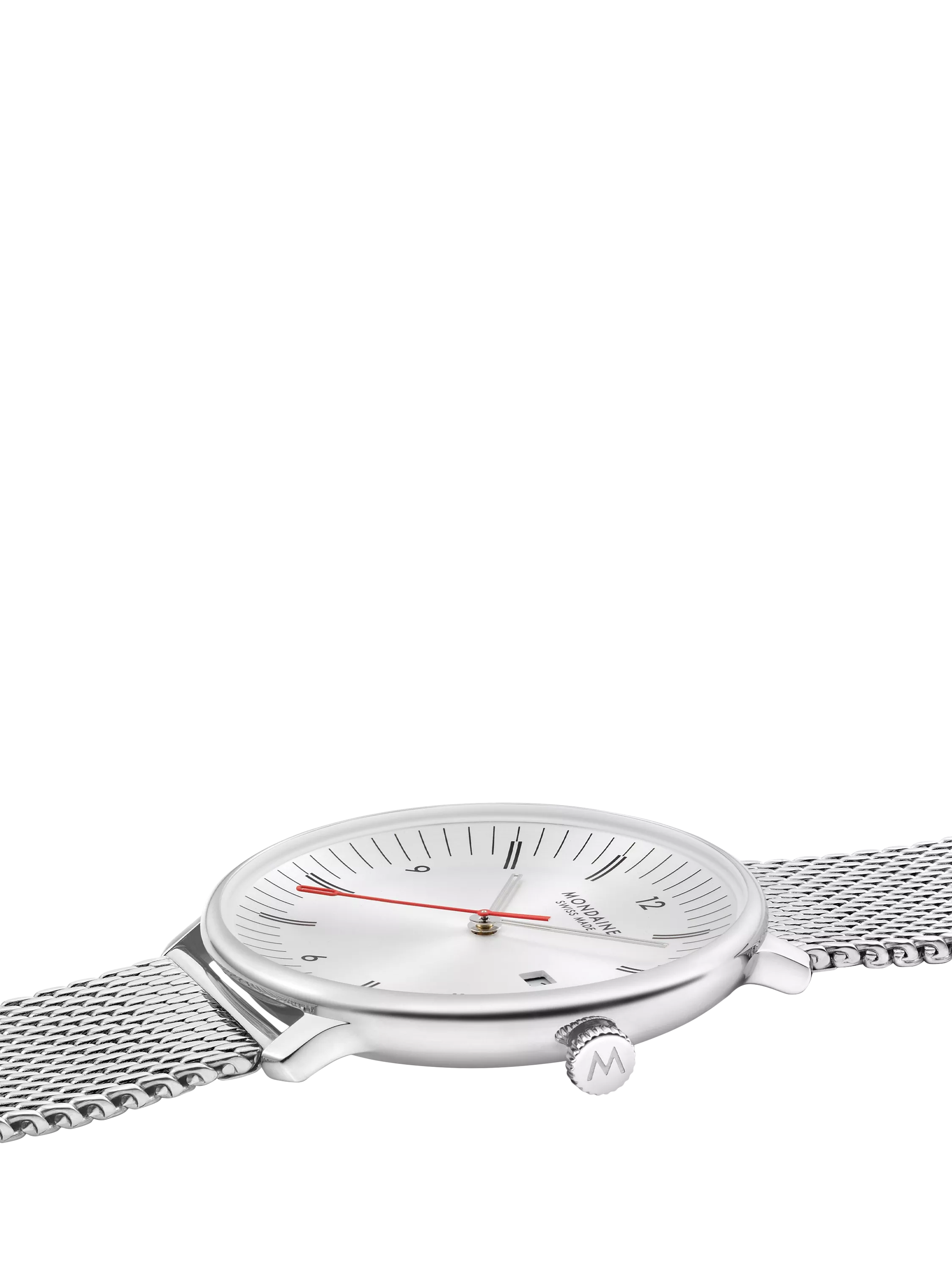 Mondaine Doppio men's watch 41mm silver mesh strap - British product
