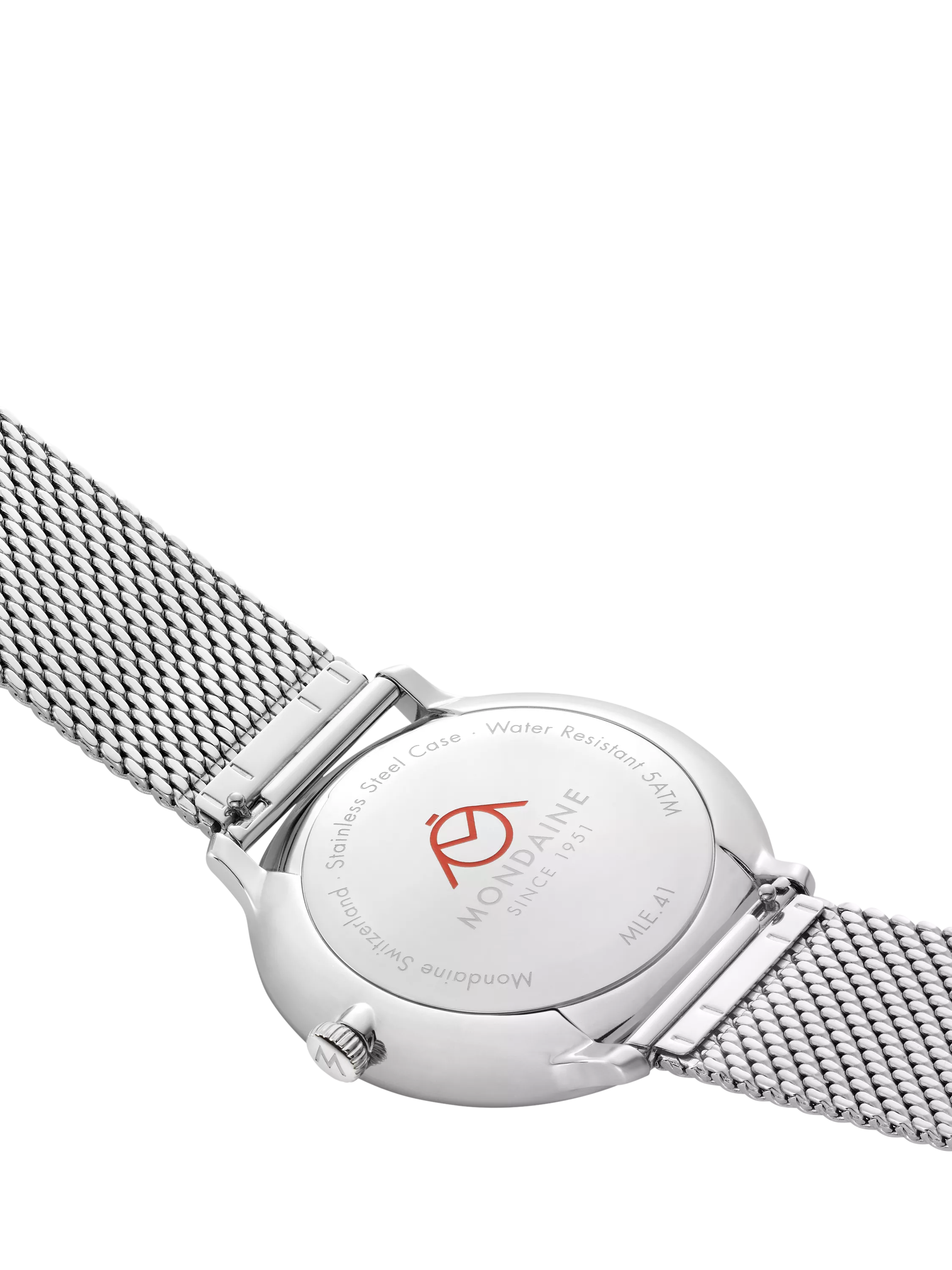 Mondaine Doppio men's watch 41mm silver mesh strap - British product
