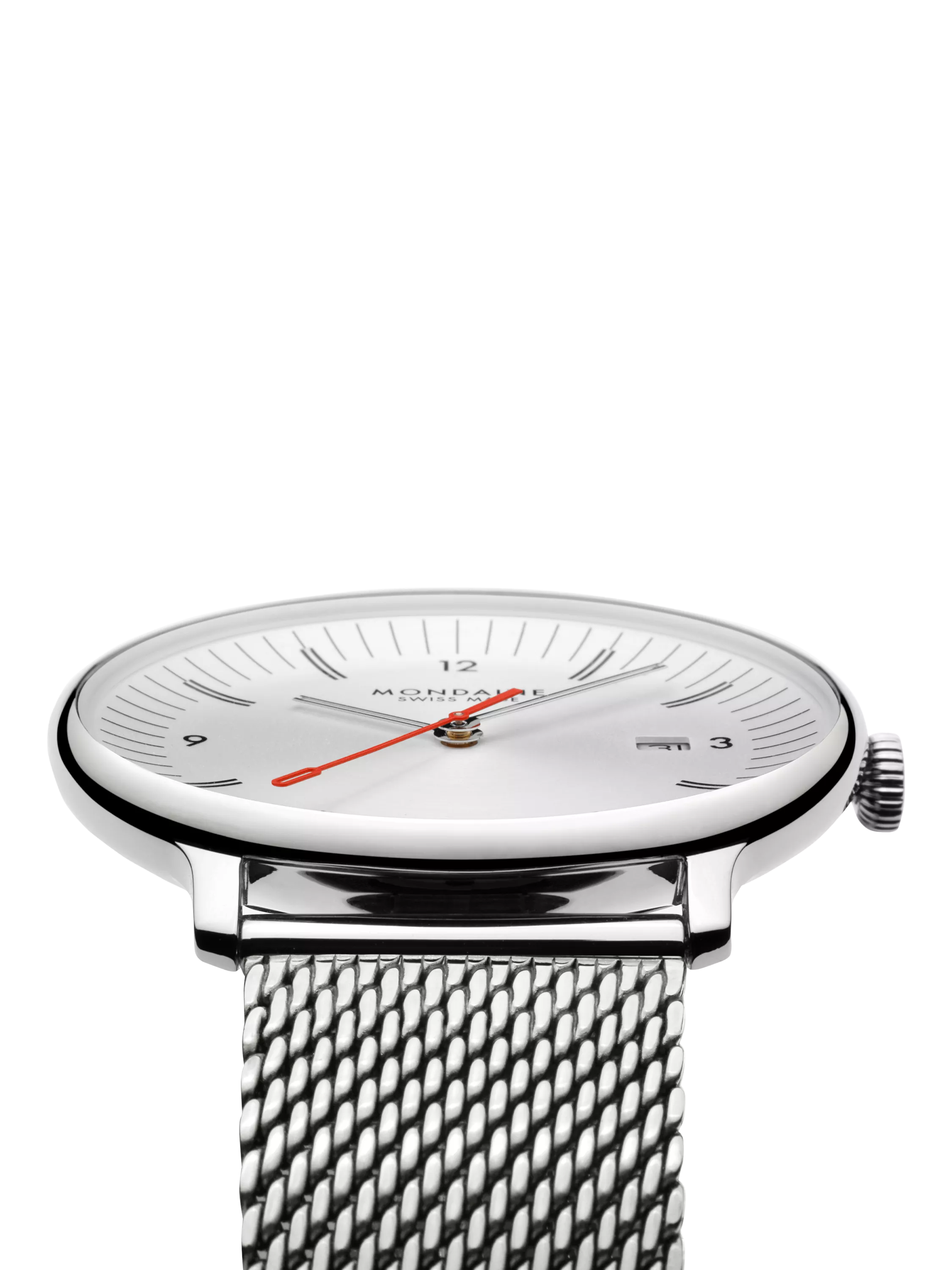 Mondaine Doppio men's watch 41mm silver mesh strap - British product