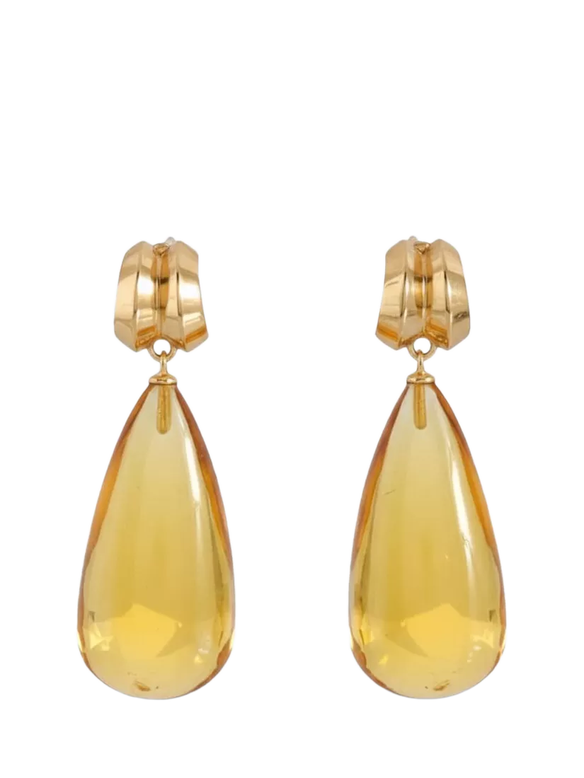Shyla Lucille drop earrings gold plated glass pendant - British product
