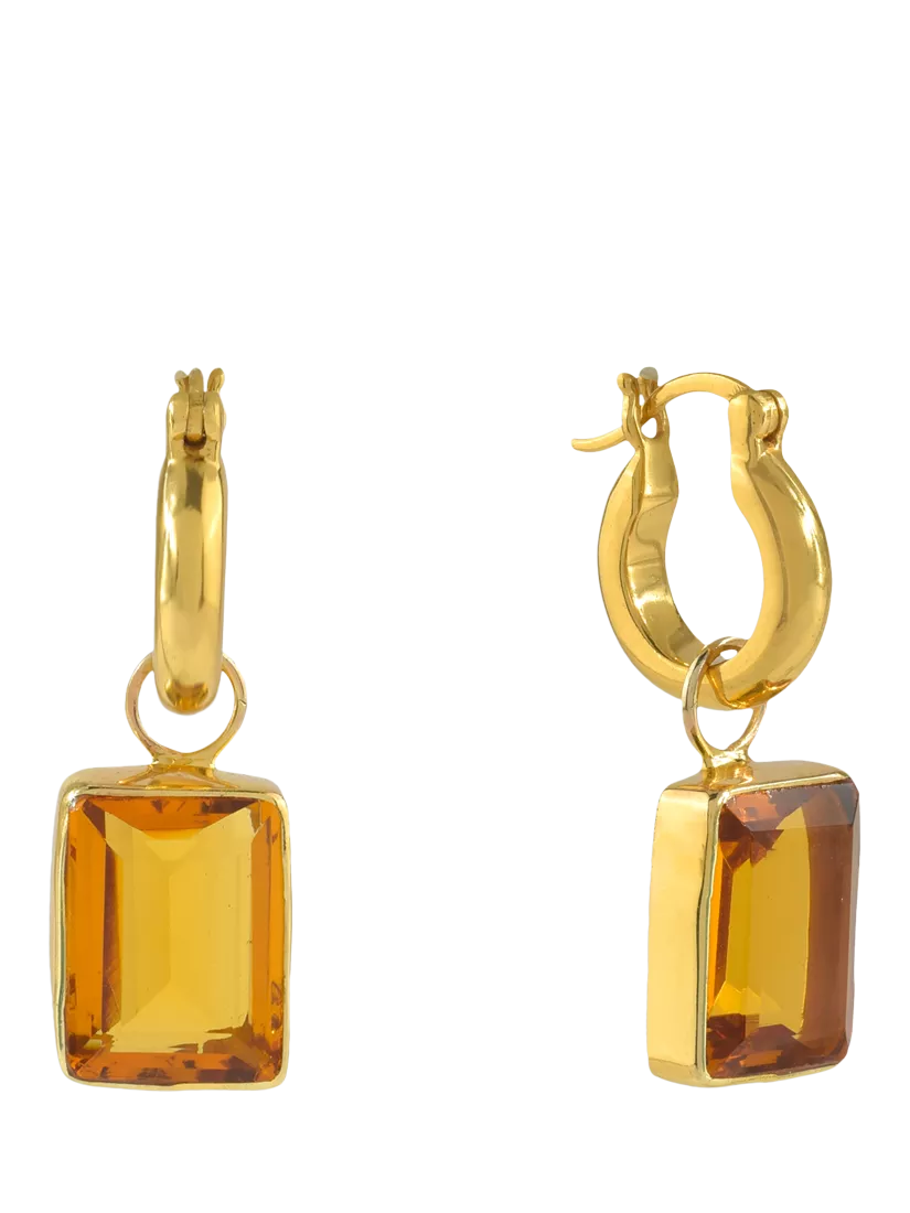 Shyla Sorrento square pendant earrings citrine gold, imported from the UK