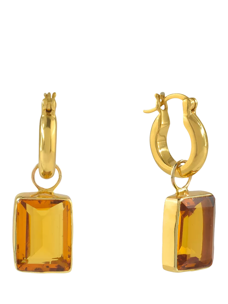 Shyla Sorrento square pendant earrings citrine gold, imported from the UK