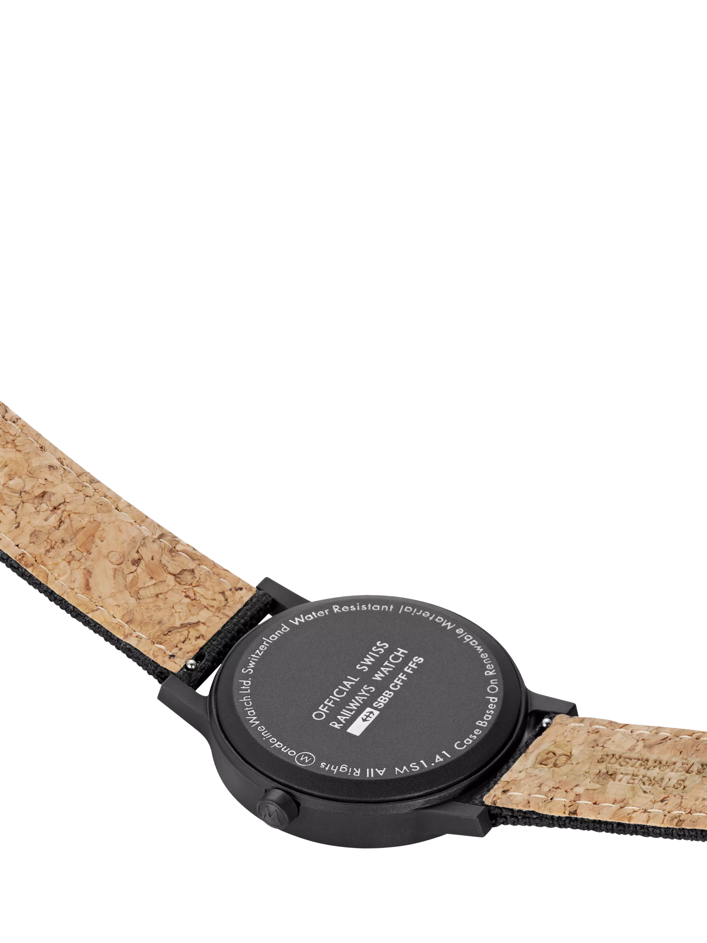 Mondaine Essence Solar watch men's 41mm black nylon strap, imported from the UK