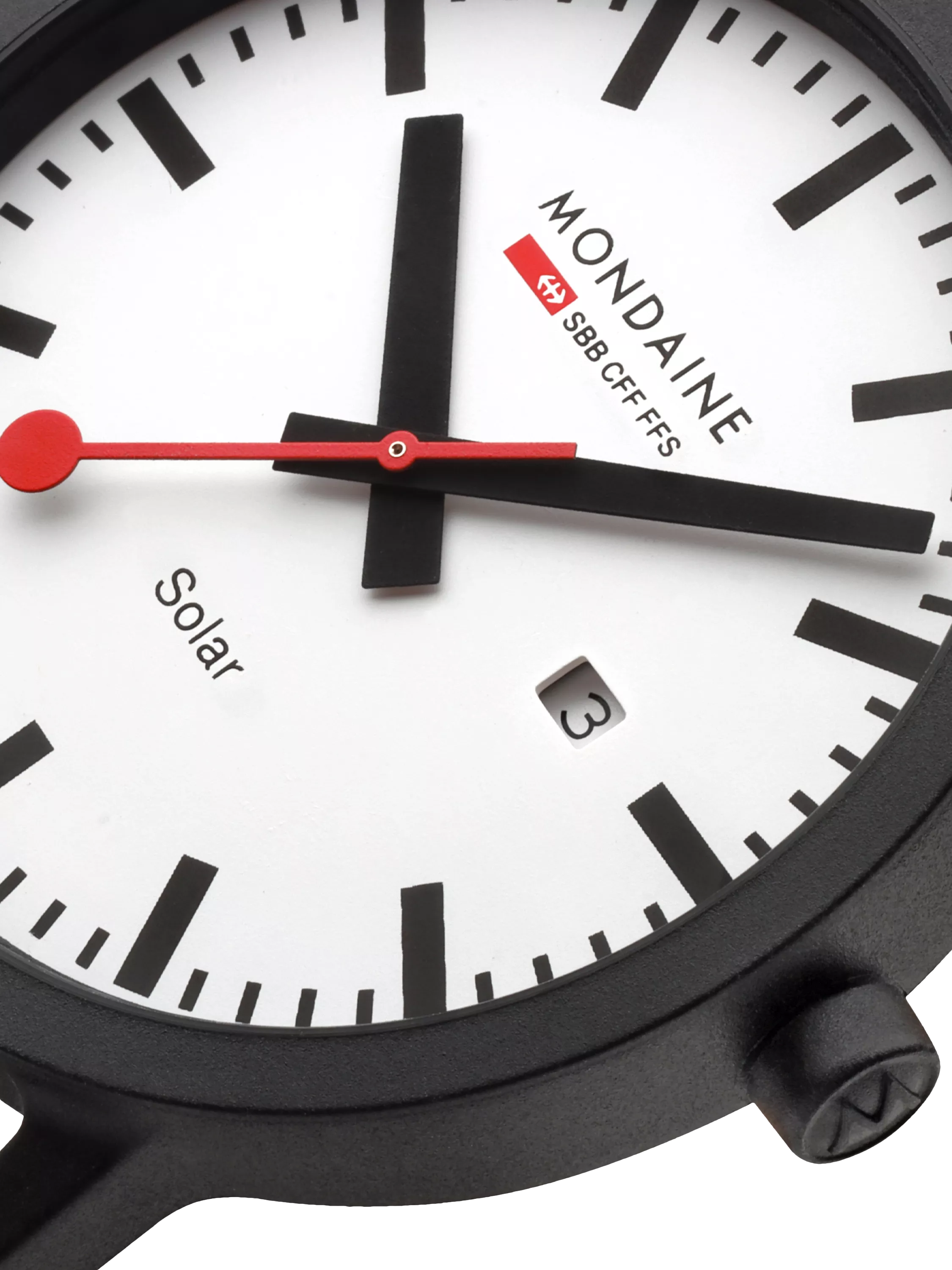 Mondaine Essence Solar watch men's 41mm black nylon strap, imported from the UK