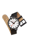 Mondaine Essence Solar watch men's 41mm black nylon strap, imported from the UK