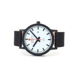Mondaine Essence Solar watch men's 41mm black nylon strap, imported from the UK