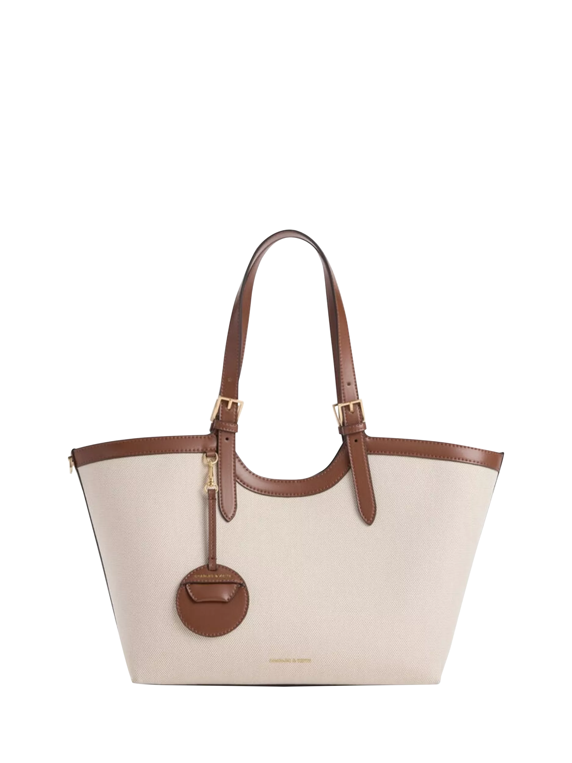 CHARLES & KEITH chocolate canvas tote bag, UK version
