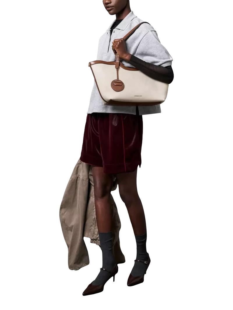 CHARLES & KEITH chocolate canvas tote bag, UK version