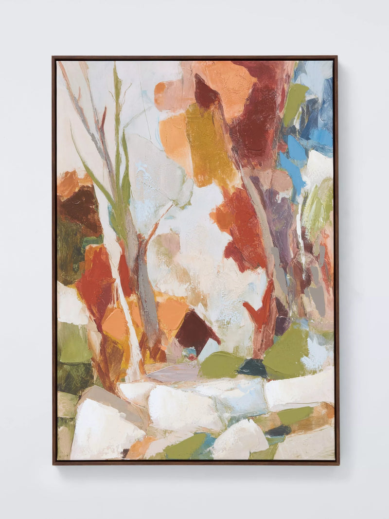 John Lewis Woodland Reverie Abstract Framed Canvas Print, Multi 80x60cm