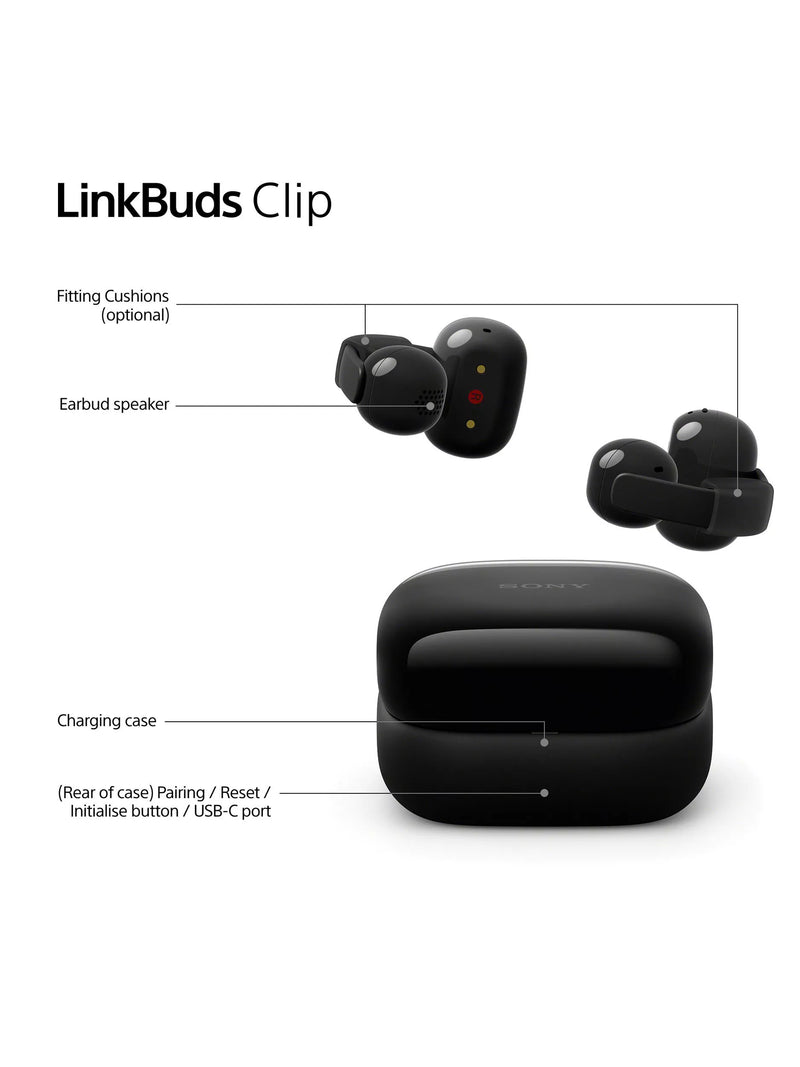 Sony LinkBuds Clip true wireless open-ear headphones (British brand)