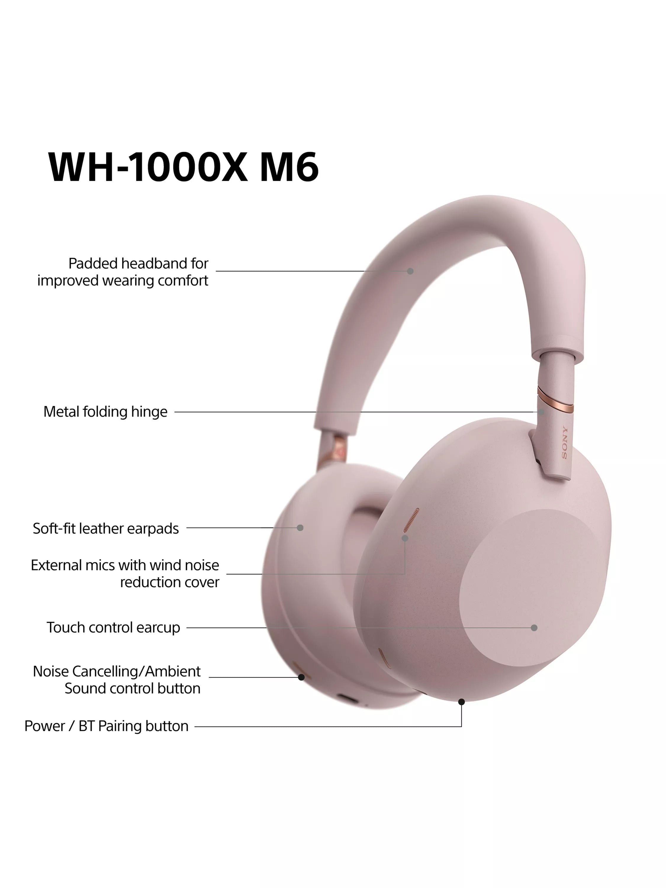 Sony WH-1000XM6 noise cancelling wireless Bluetooth over-ear headphones, UK version