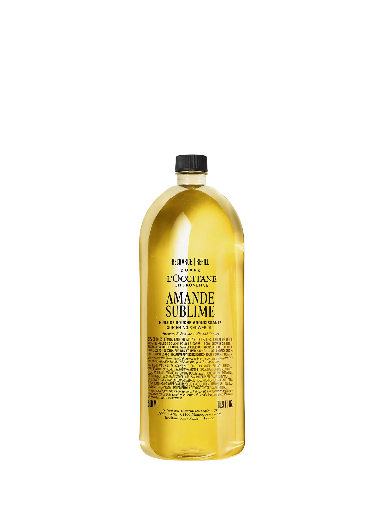 L'OCCITANE Almond Shower Oil 500ml, imported from the UK
