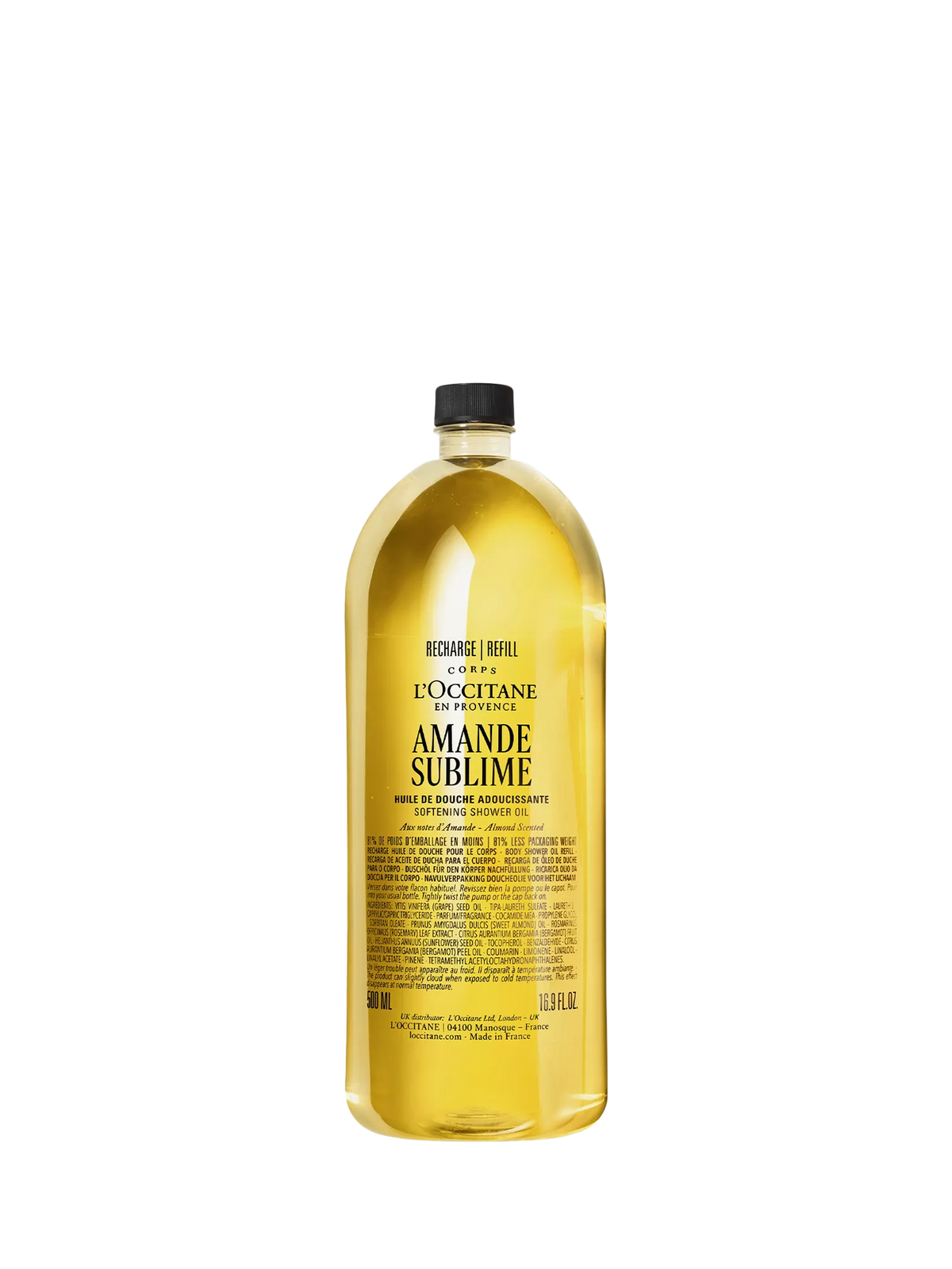 L'OCCITANE Almond Shower Oil 500ml, imported from the UK