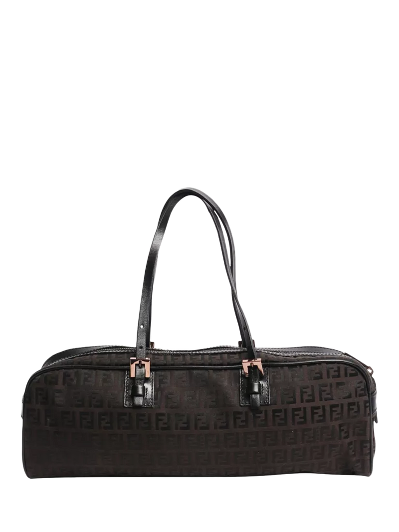 Pre-loved Fendi Zucca canvas top handle bag brown (British brand)