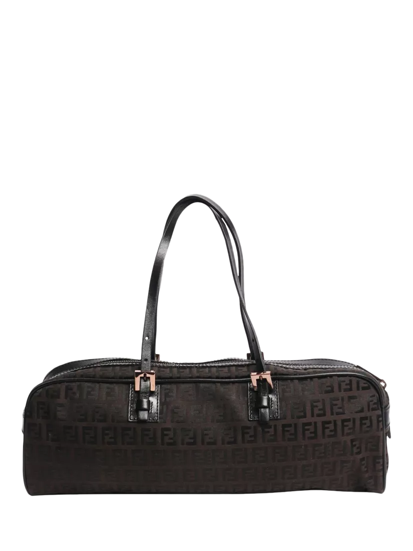 Pre-loved Fendi Zucca canvas top handle bag brown (British brand)