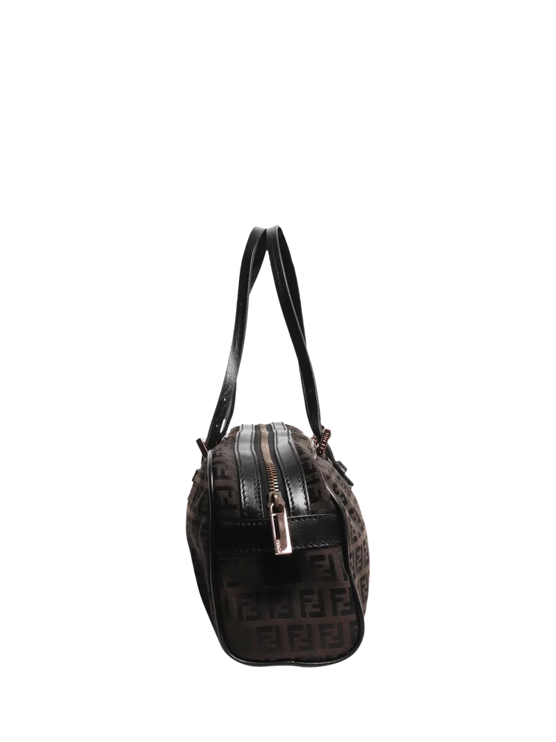 Pre-loved Fendi Zucca canvas top handle bag brown (British brand)