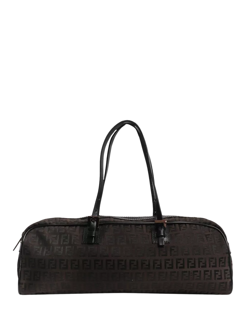 Pre-loved Fendi Zucca canvas top handle bag brown (British brand)