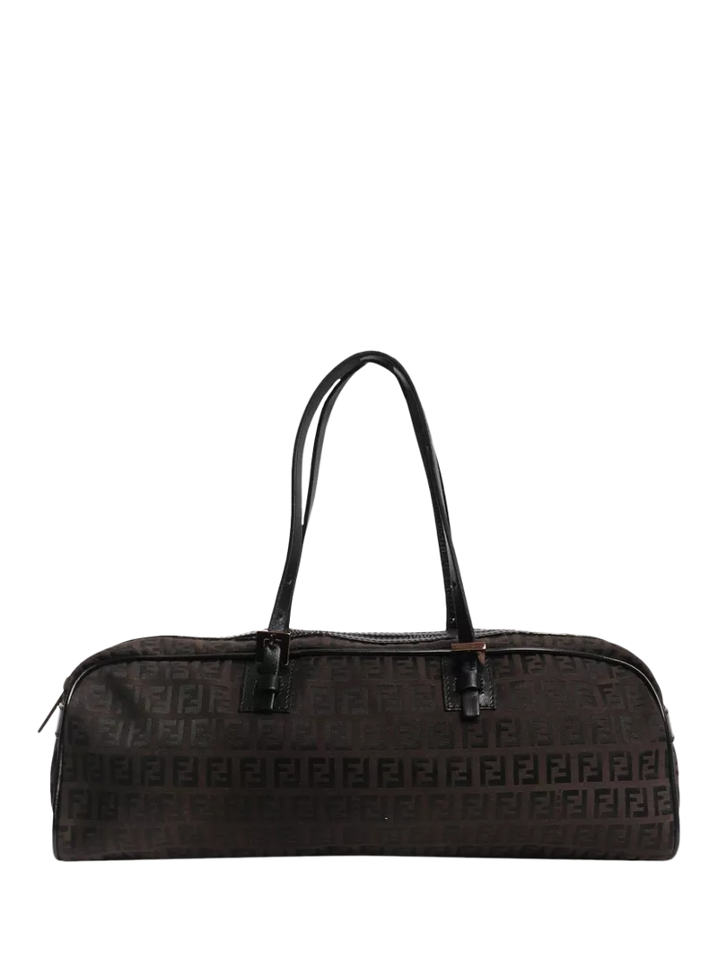 Pre-loved Fendi Zucca canvas top handle bag brown (British brand)