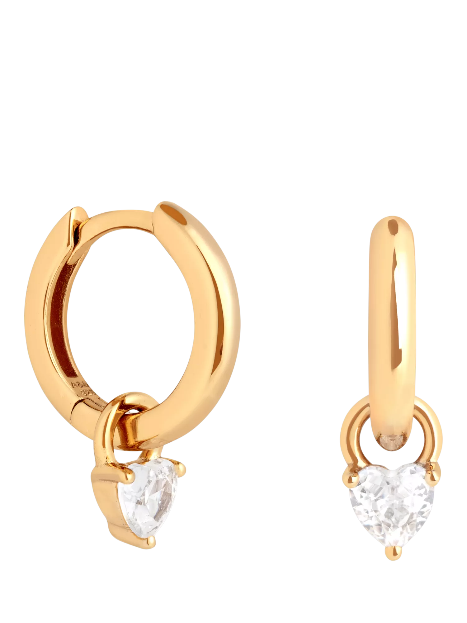 Astrid & Miyu heart charm huggie hoop earrings gold toned (British brand)