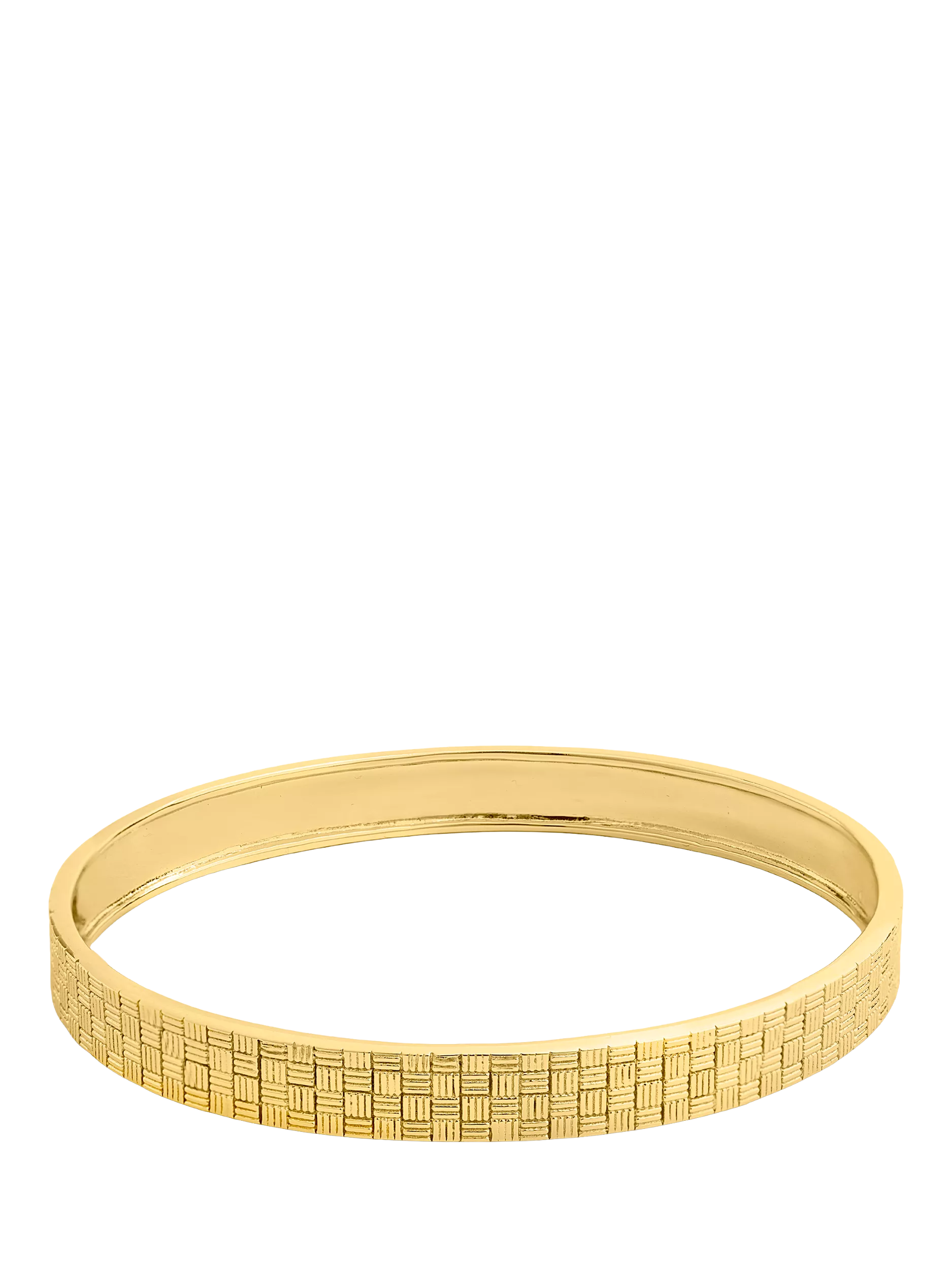 LARNAUTI cross hatch textured gold bangle, imported from the UK