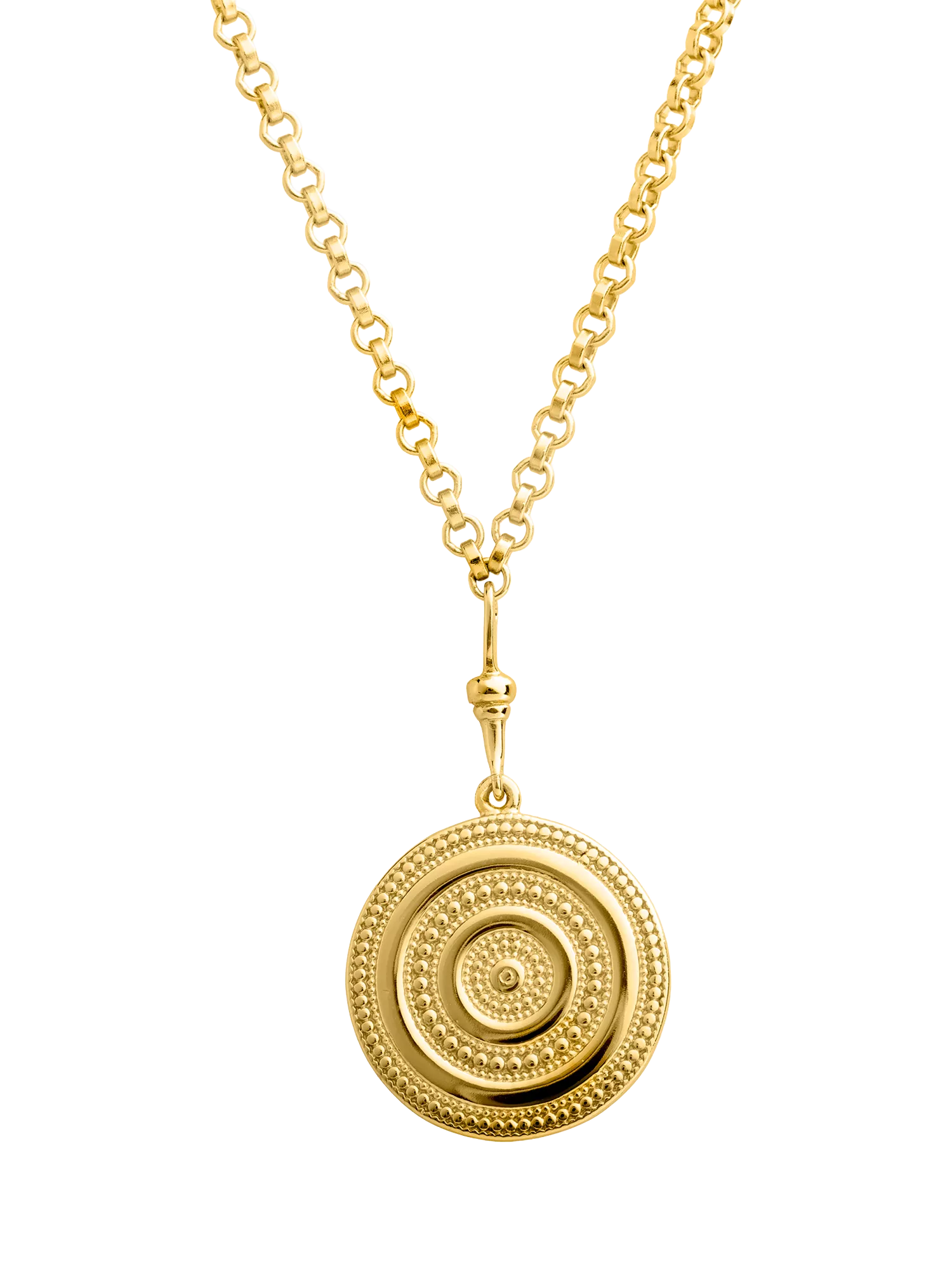 LARNAUTI gold beaded disc pendant necklace 41cm (British brand)