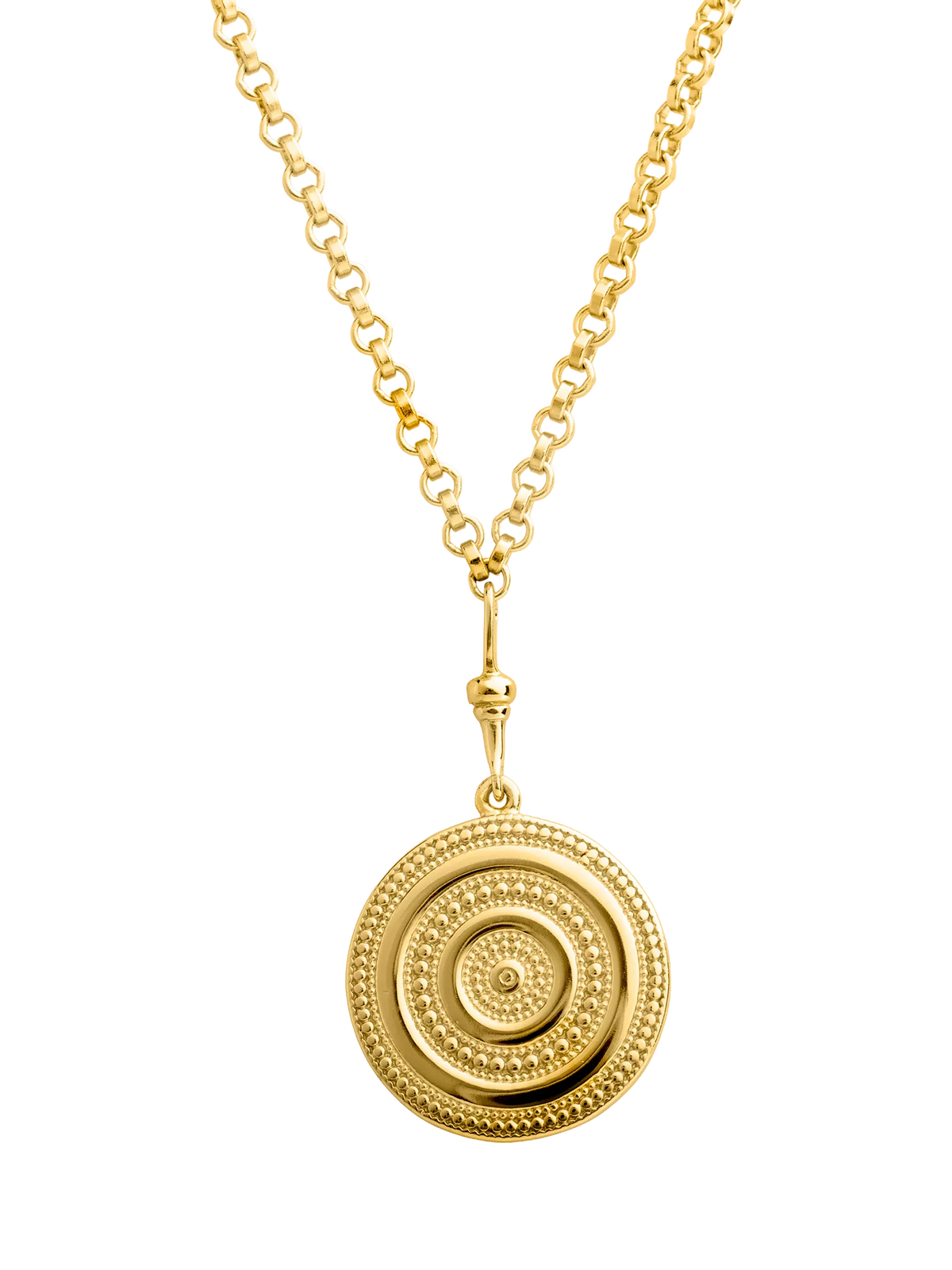 LARNAUTI gold beaded disc pendant necklace 41cm (British brand)