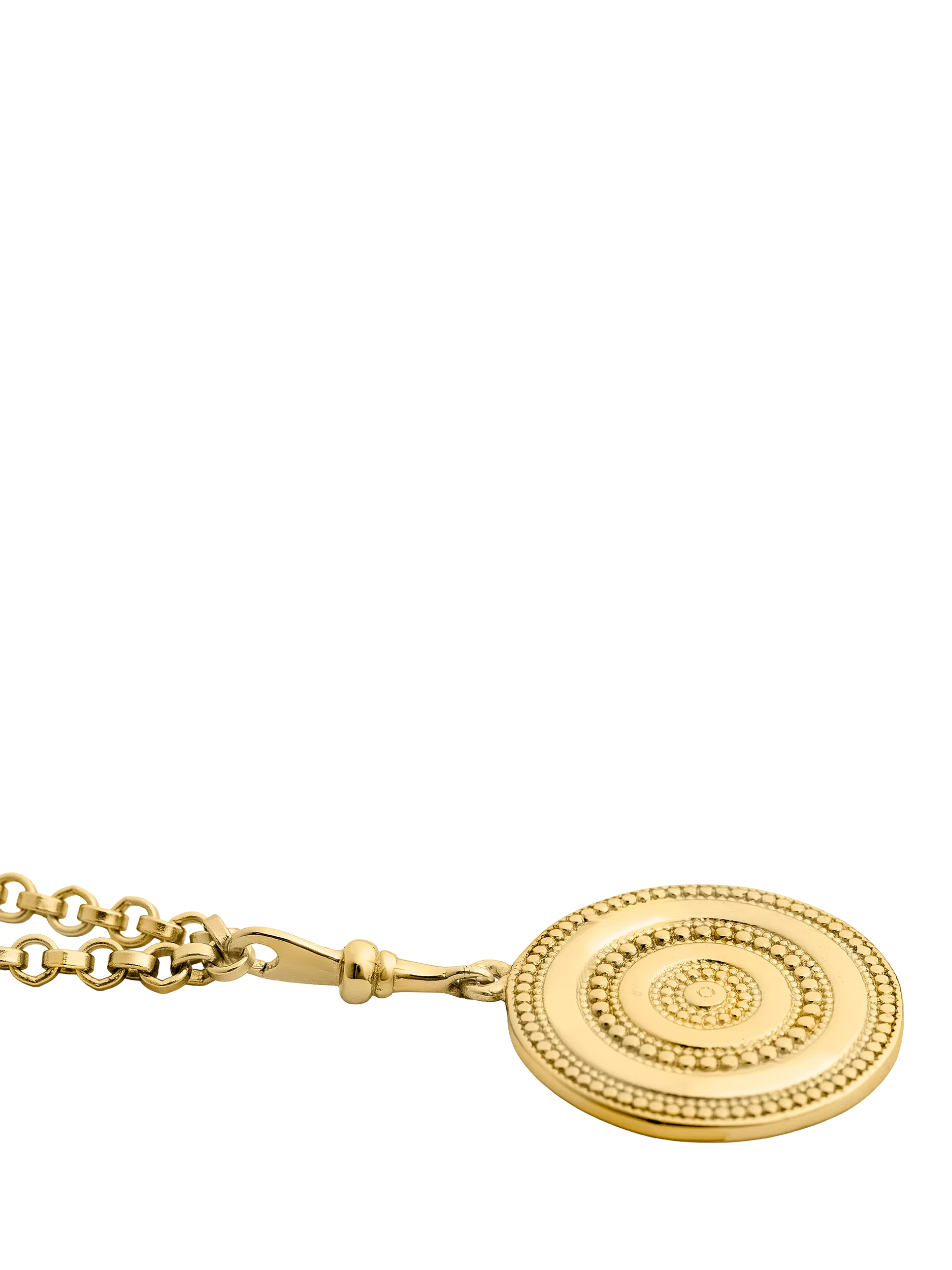 LARNAUTI gold beaded disc pendant necklace 41cm (British brand)