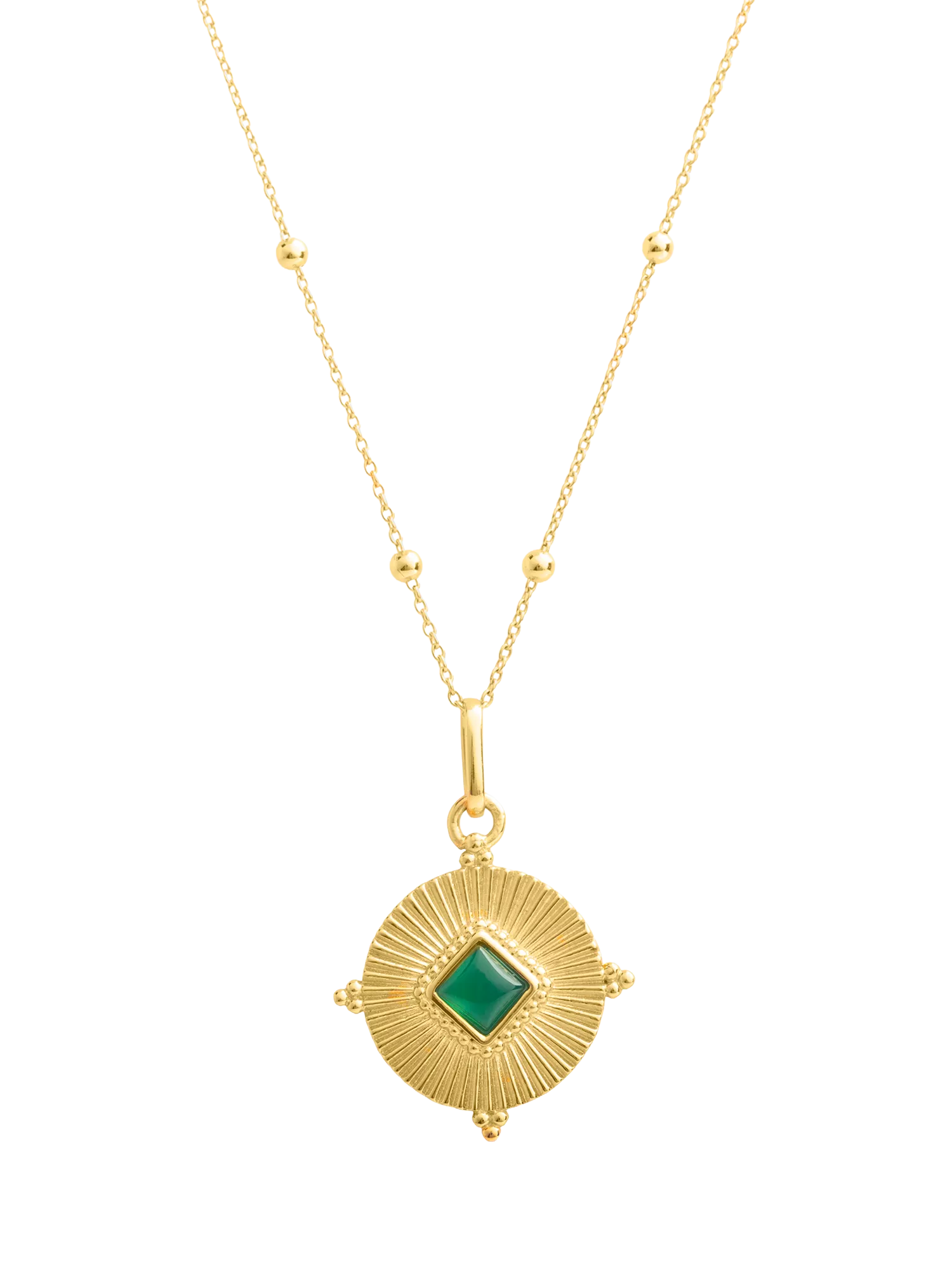 Larnauti diamond cut round onyx pendant necklace gold - British product