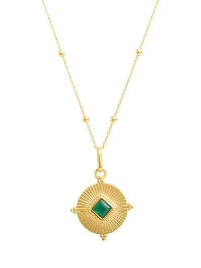John Lewis LARNAUTI Diamond Cut Round Onyx Pendant Necklace, Gold, 41cm- Buy online at McGrocer