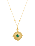 Larnauti diamond cut round onyx pendant necklace gold - British product